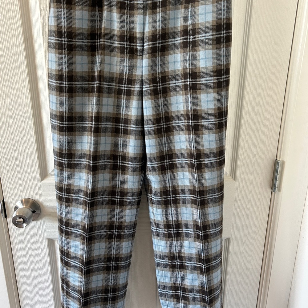 Y2K Etcetera Women’s Lambs Wool Pants - Light Blue and Dark Brown Size 10